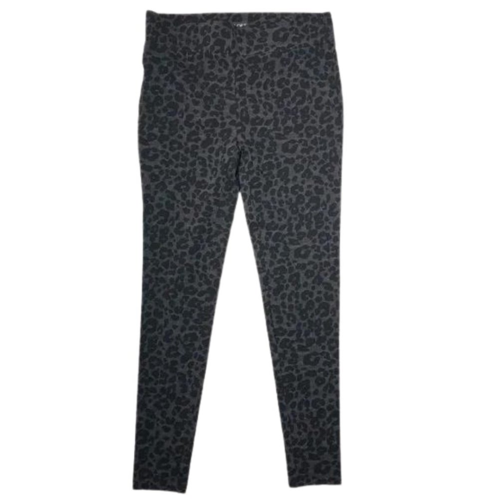 LOFT Gray and Black Leopard Print Ponte Leggings